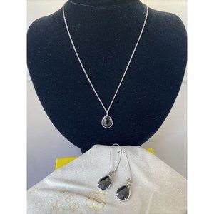 Kendra Scott Kiri Silver Pendant Necklace And Dee Earring Set W/ Dust Bag